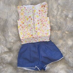 Janie and Jack Floral and Blue Outfit